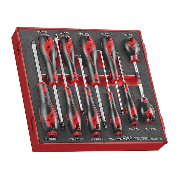 Teng Tools TED911N - 11 Piece Mixed Screwdriver Set (Flat, PH, PZ, ) i TED911N - main